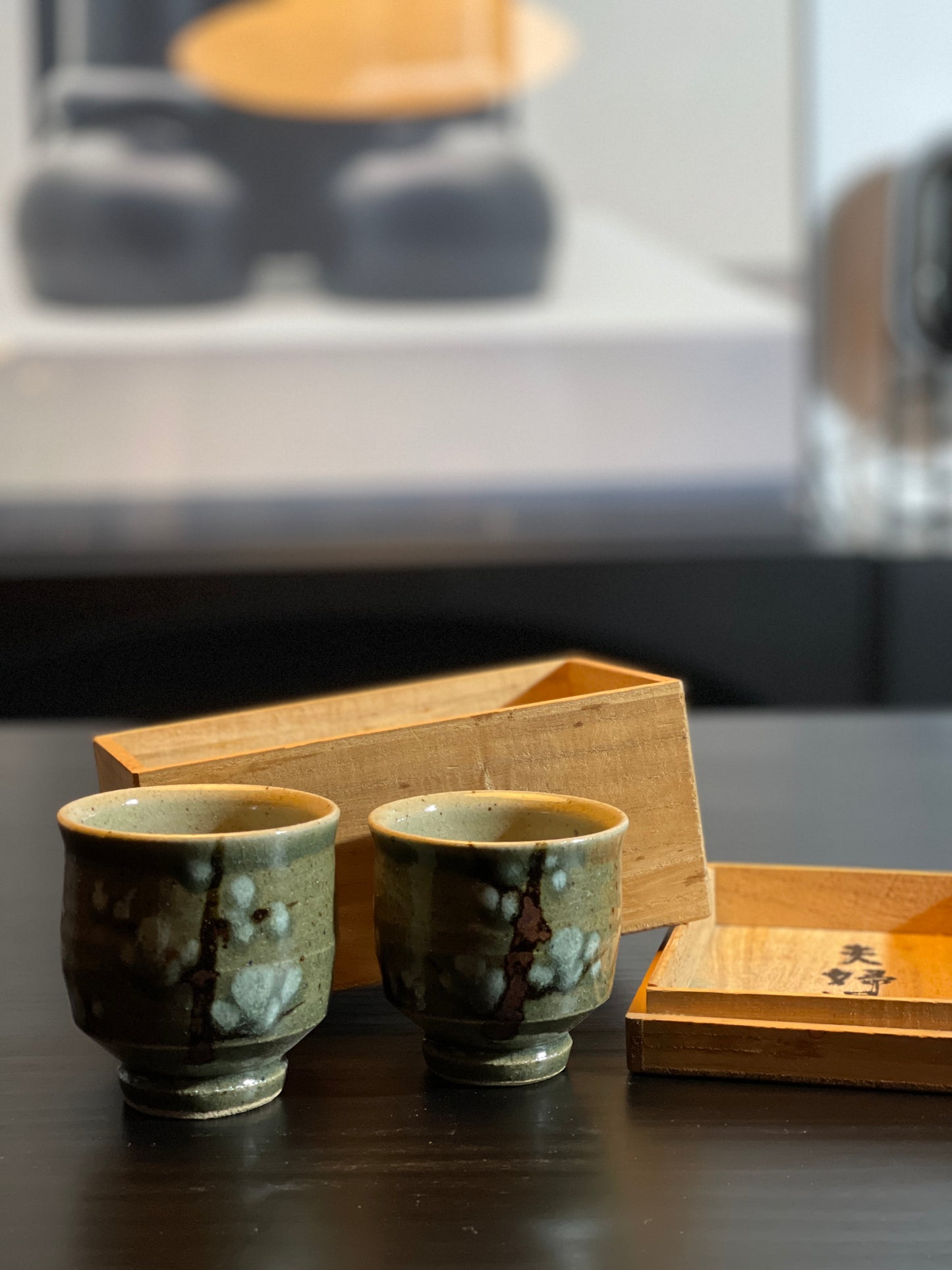 夫婦湯呑み (伝統工芸室)染付 木箱入