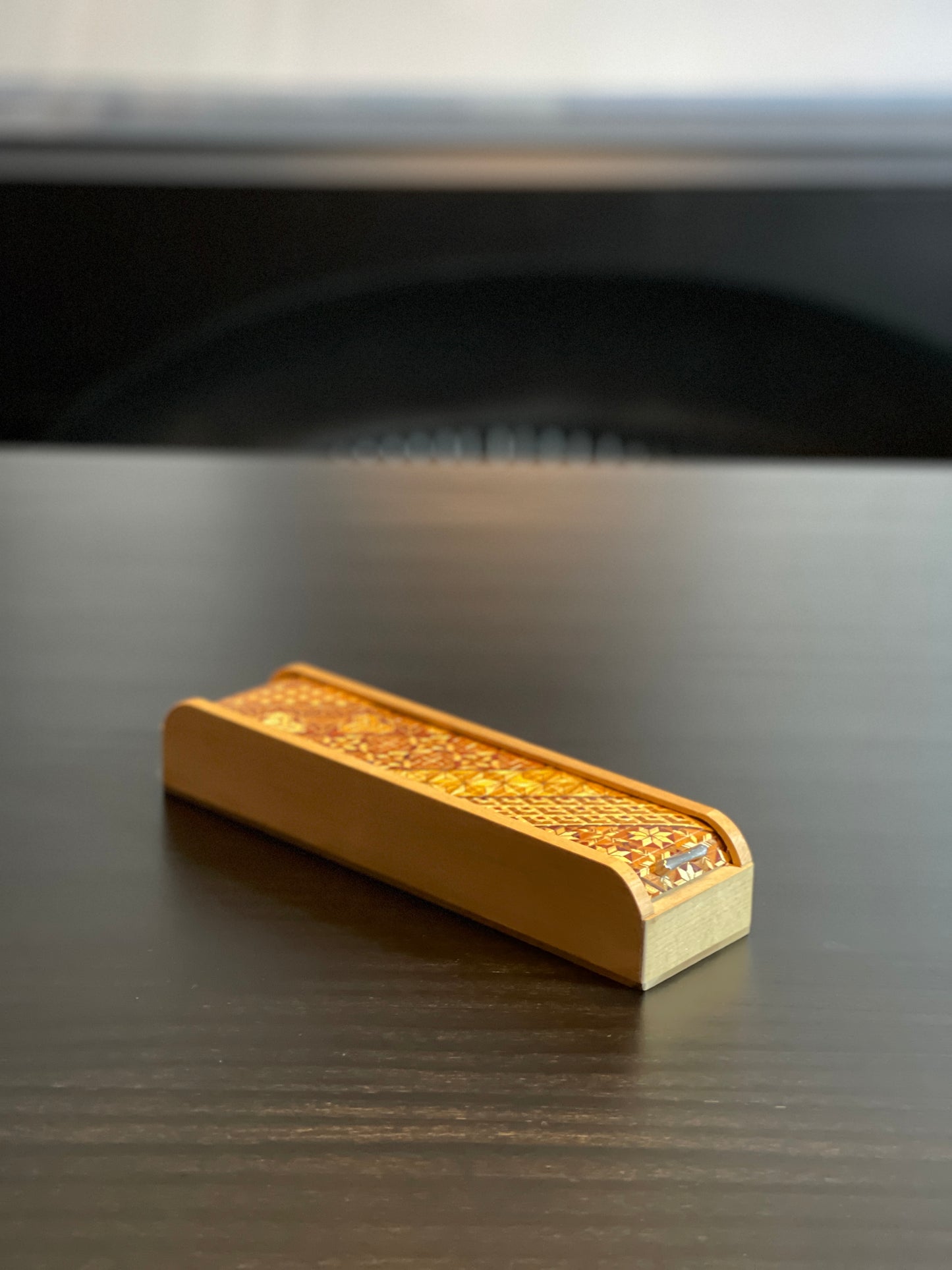 箱根 寄木細工 スライド開閉 簾蓋(スダレフタ) 縦長ケース ペンケース 箸入れ  [伝統工芸品 木工芸品 小物入れ]