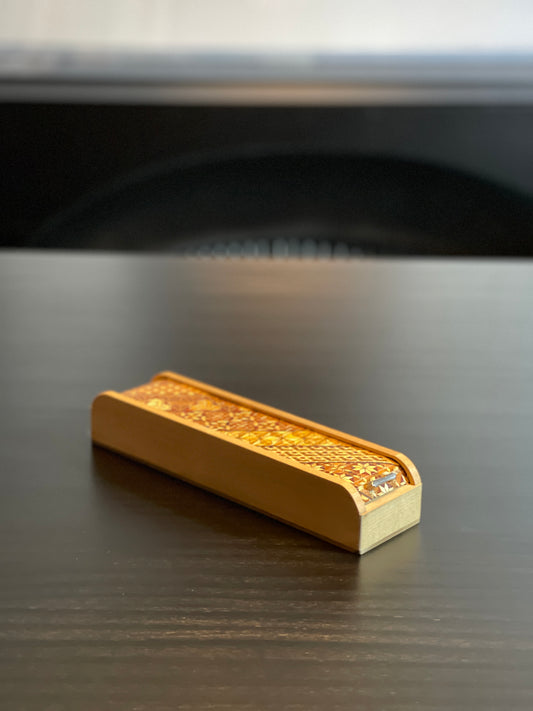 箱根 寄木細工 スライド開閉 簾蓋(スダレフタ) 縦長ケース ペンケース 箸入れ  [伝統工芸品 木工芸品 小物入れ]