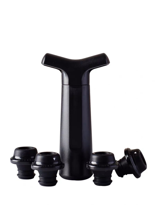 RONA Wine Saver Pump with 4 Vacuum Stoppers, Wine Stopper, Wine Preserver, Reusable Bottle Sealer Keeps Wine Fresh, Ideal Wine Accessories Gift (Wine Pump + 4 stoppers)
